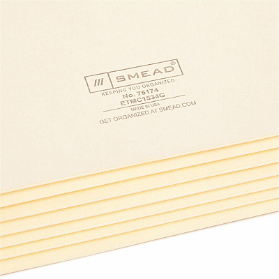 Smead End Tab File Pocket, Reinforced Straight-Cut Tab, 5-1/4" Expansion, Fully-Lined Gusset, Letter Size, Manila, 10 per Box (SMD75174)