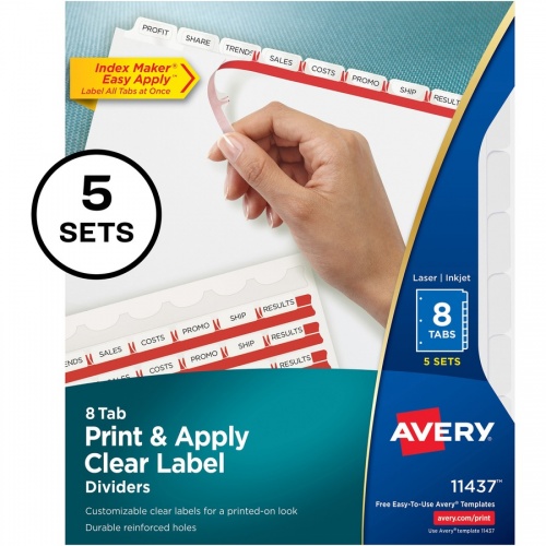 Avery Print & Apply Clear Label Dividers - Index Maker Easy Apply Label Strip (11437)