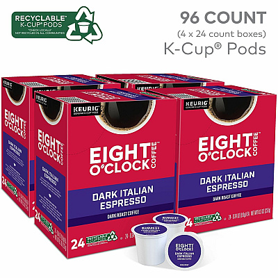 Eight O'Clock K-Cup, Ground Dark Italian Espresso Coffee (0631CT)