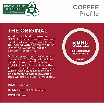 Eight O'Clock K-Cup, Ground Original Coffee (0657CT)