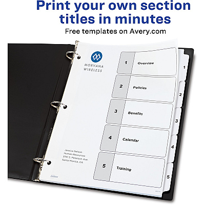 Avery Ready Index Table of Contents Dividersfor Laser and Inkjet Printers (AVE11130)
