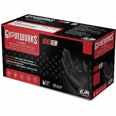 GloveWorks by AMMEX GloveWorks by AMMEX Powder-Free Industrial RDT Nitrile Gloves (GWBN49100)