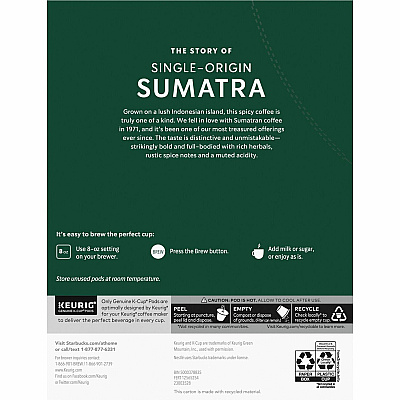 Starbucks K-Cup Sumatra Blend Coffee (91281CT)