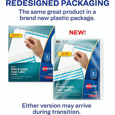 Avery Print & Apply Clear Label Dividers - Index Maker Easy Apply Label Strip (AVE11436)