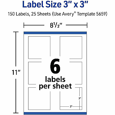 Avery Matte White 3"x3" Square Labels (05659)