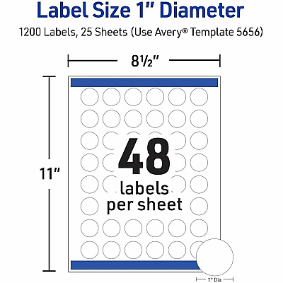 Avery Matte White 1" Round Labels (05656)