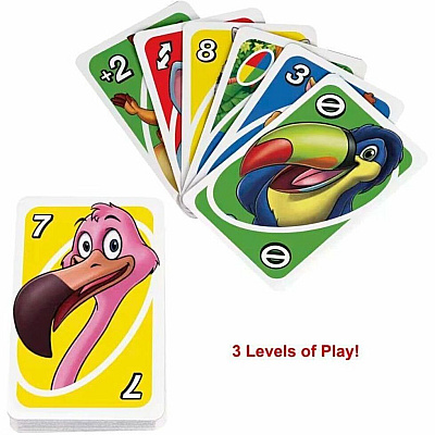 UNO Junior Card Game For Kids With Simple Rules & Animal Matching For 2-4 Player (GKF04)