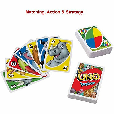 UNO Junior Card Game For Kids With Simple Rules & Animal Matching For 2-4 Player (GKF04)
