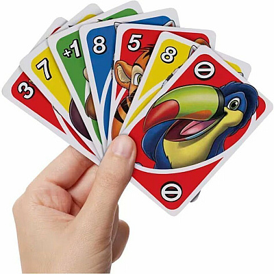 UNO Junior Card Game For Kids With Simple Rules & Animal Matching For 2-4 Player (GKF04)