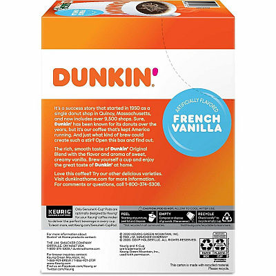 Dunkin Donuts Dunkin Donuts K-Cup, Pod French Vanilla Coffee (1268CT)