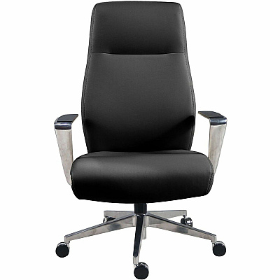 Lorell Fuerte Executive/Conference High-Back Chair with Polished Aluminum Arms (63305)