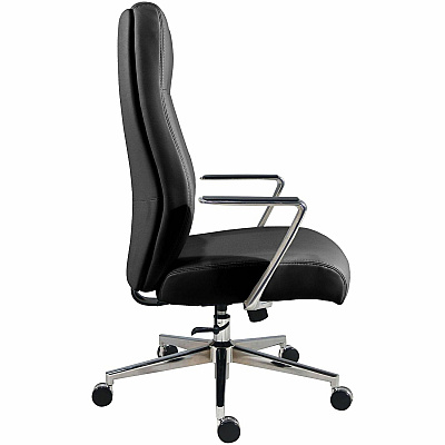 Lorell Fuerte Executive/Conference High-Back Chair with Polished Aluminum Arms (63305)
