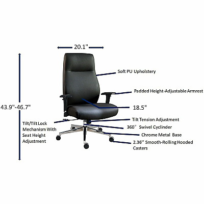 Lorell Fuerte Executive High-Back Chair with Adjustable Arms (63300)