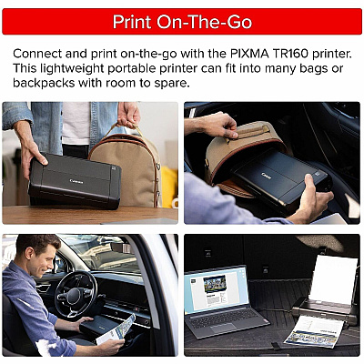 Canon PIXMA TR160 Portable Wired/Wireless Inkjet Printer - Color