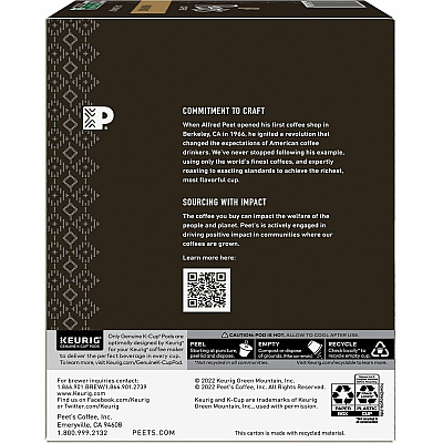 Peet's Coffee K-Cup Cafe Domingo Coffee (2404CT)