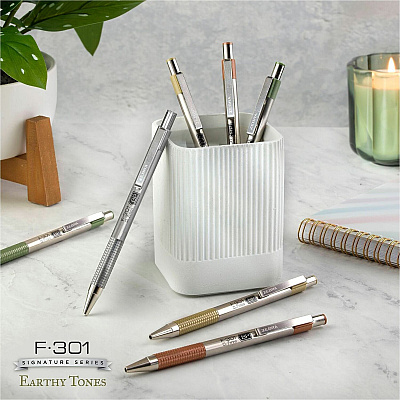 Zebra F-301 EarthyTones Retractable Ballpoint Pens (27304)