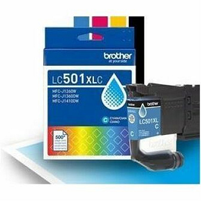 Brother LC501XLC Original High Yield Inkjet Ink Cartridge - Cyan - 1 Each (LC501XLCS)