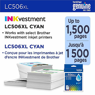 Brother Original High (XL) Yield Inkjet Ink Cartridge - Cyan Pack (LC506XLCS)