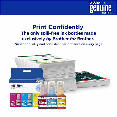 Brother Genuine BTD1803PK 3-Pack High Yield Cyan, Magenta, and Yellow Ink Bottles (BTD1803PKS)