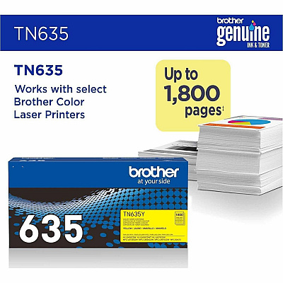 Brother TN635Y Original Standard Yield Laser Toner Cartridge - Yellow - 1 Each