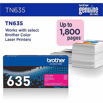 Brother TN635M Original Standard Yield Laser Toner Cartridge - Magenta - 1 Each