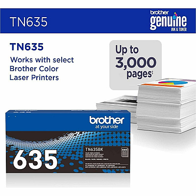 Brother TN635BK Original Standard Yield Laser Toner Cartridge - Black - 1 Each