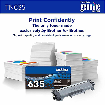 Brother TN635BK Original Standard Yield Laser Toner Cartridge - Black - 1 Each