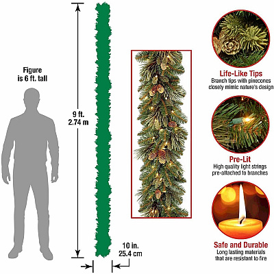 National Tree Company Company Company National Tree Company Company Carolina Pine Decorative Garland - Green (729083945083)