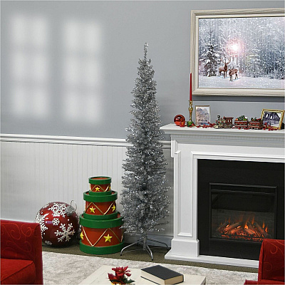 National Tree Company Company Company National Tree Company Company Tinsel Christmas Tree - Silver (729083892172)