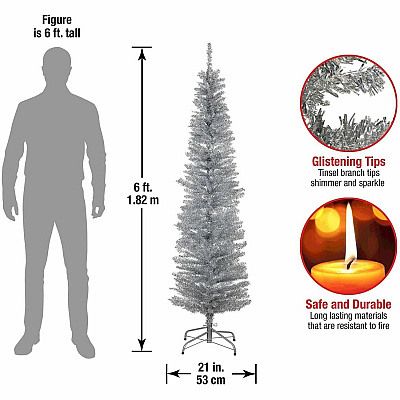 National Tree Company Company Company National Tree Company Company Tinsel Christmas Tree - Silver (729083892172)