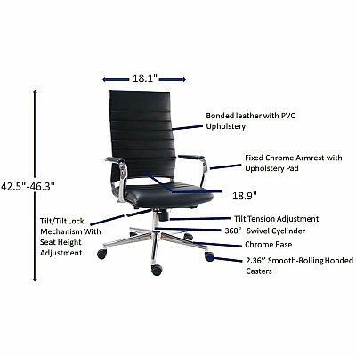 Lorell Tempo Modern High-Back Executive Chair (63220)