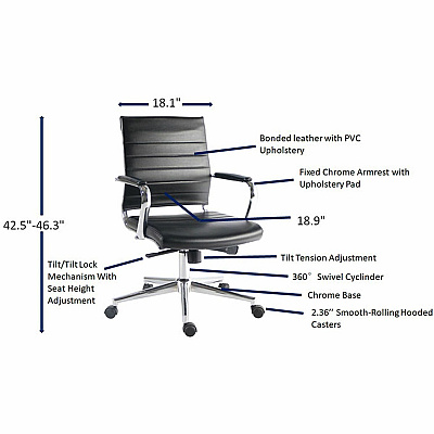 Lorell Tempo Modern Mid-Back Manager Chair (63221)