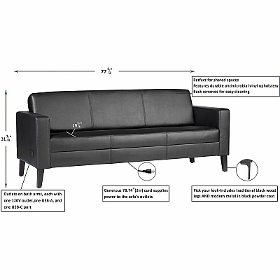 Lorell Clarke Series Sofa with Antimicrobial Upholstery and Power (86950)