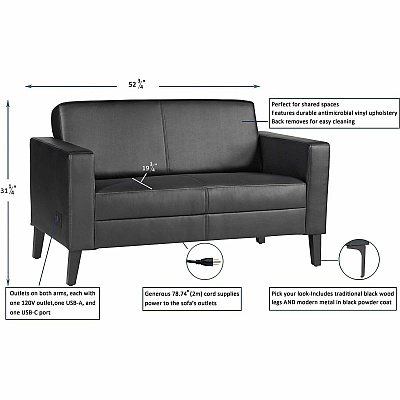 Lorell Clarke Series Loveseat with Antimicrobial Upholstery and Power (86951)