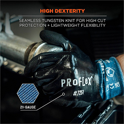 ergodyne ProFlex 7251 Fully Coated Nitrile Cut-Resistant Gloves (10443)