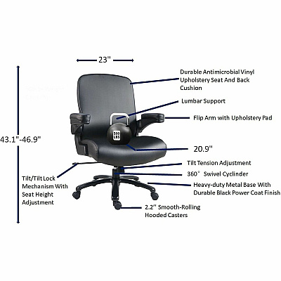 Lorell Big & Tall Flip Arm Chair (40221)