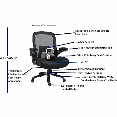 Lorell Big & Tall Flip Arm Chair (40220)