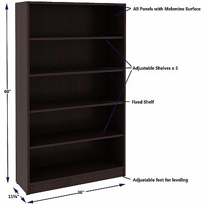 Lorell Essentials Espresso Laminate Bookcase (18250)