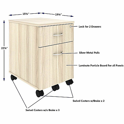 Lorell Essentials 2-Drawer Mobile Pedestal (66327)