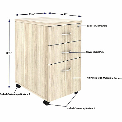 Lorell Essentials 3-Drawer Mobile Pedestal (66328)
