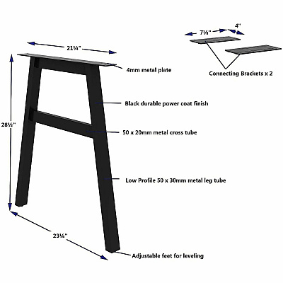 Lorell Adjustable Table Leg Bases & Returns (16288)