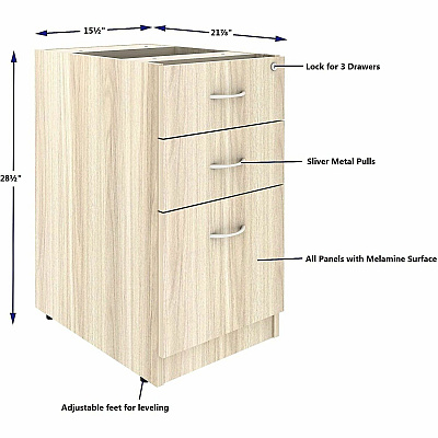 Lorell Essentials 3-Drawer Fixed Pedestal File Cabinet (66331)
