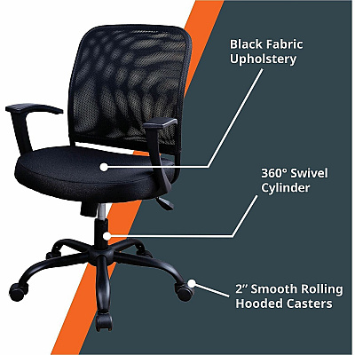 NuSparc Soho Mesh-Back Task Chair with Fixed Arms (FCH302MFFBK)