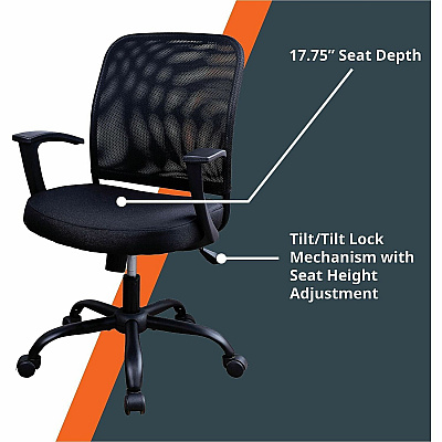 NuSparc Soho Mesh-Back Task Chair with Fixed Arms (FCH302MFFBK)