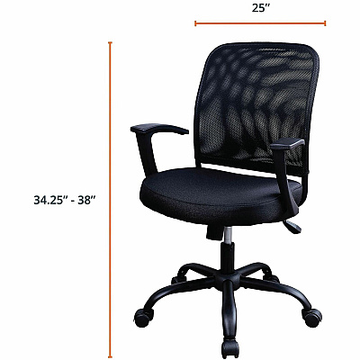 NuSparc Soho Mesh-Back Task Chair with Fixed Arms (FCH302MFFBK)