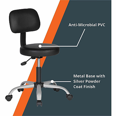 NuSparc Anti-Microbial PVC Stool with Seat Back (FCH204VNBK)