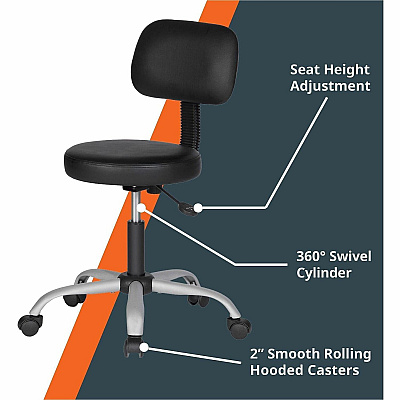 NuSparc Anti-Microbial PVC Stool with Seat Back (FCH204VNBK)