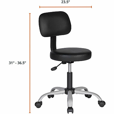 NuSparc Anti-Microbial PVC Stool with Seat Back (FCH204VNBK)