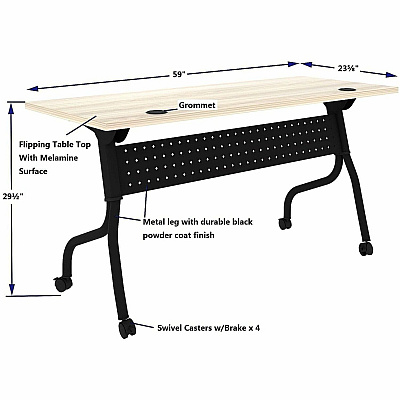 Lorell Modern Elm/Black Flip-Up Training Tables (66376)