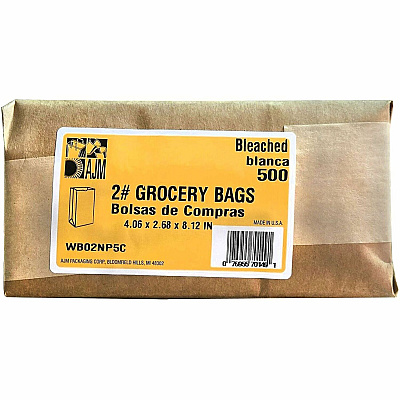 AJM Packaging Packaging Packaging AJM Packaging Packaging #2 White Paper Grocery Bags (WB02NP5CES)